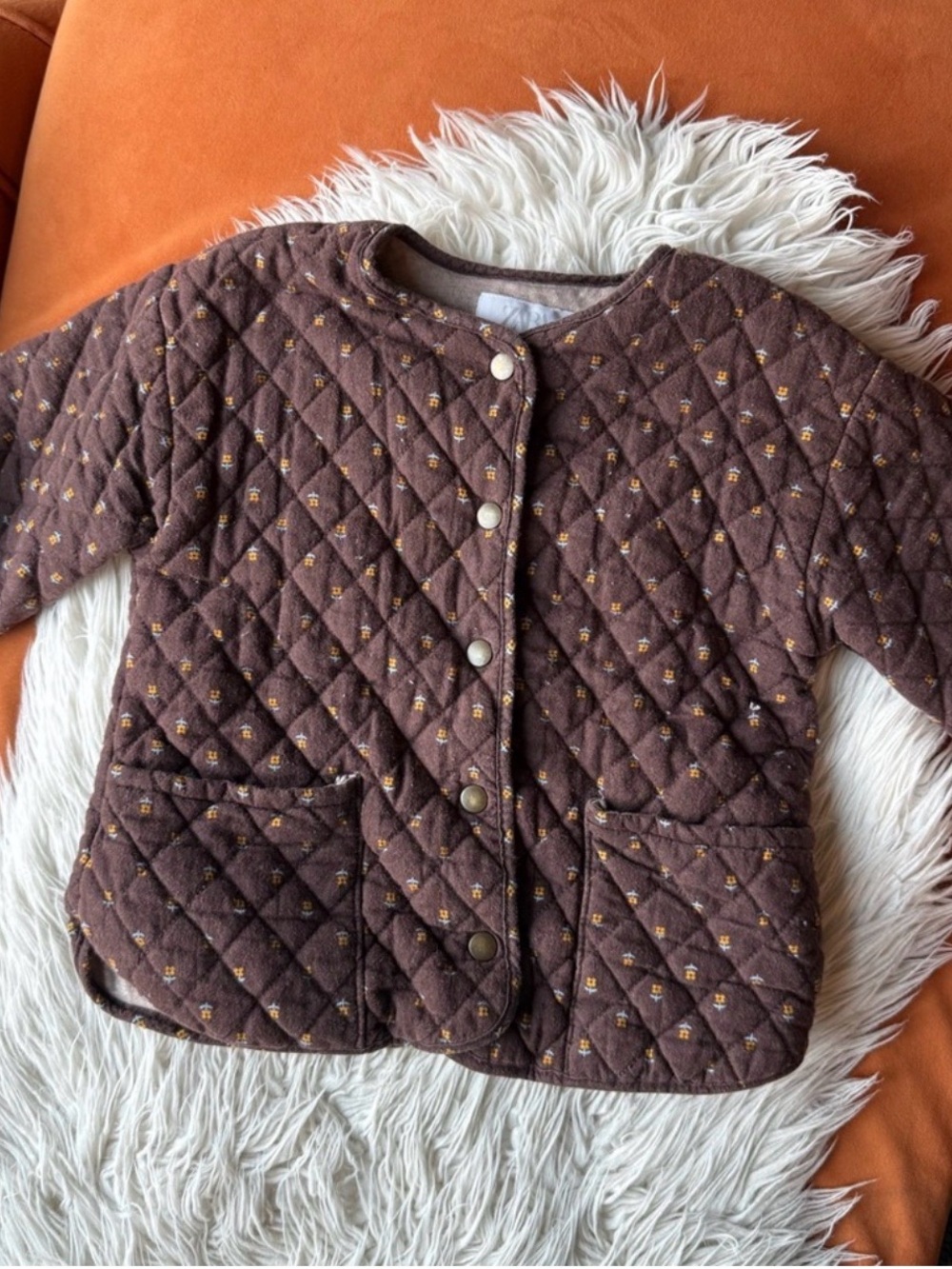 Zara Brown Cotton Quilted Girl Jacket Size 3/4T